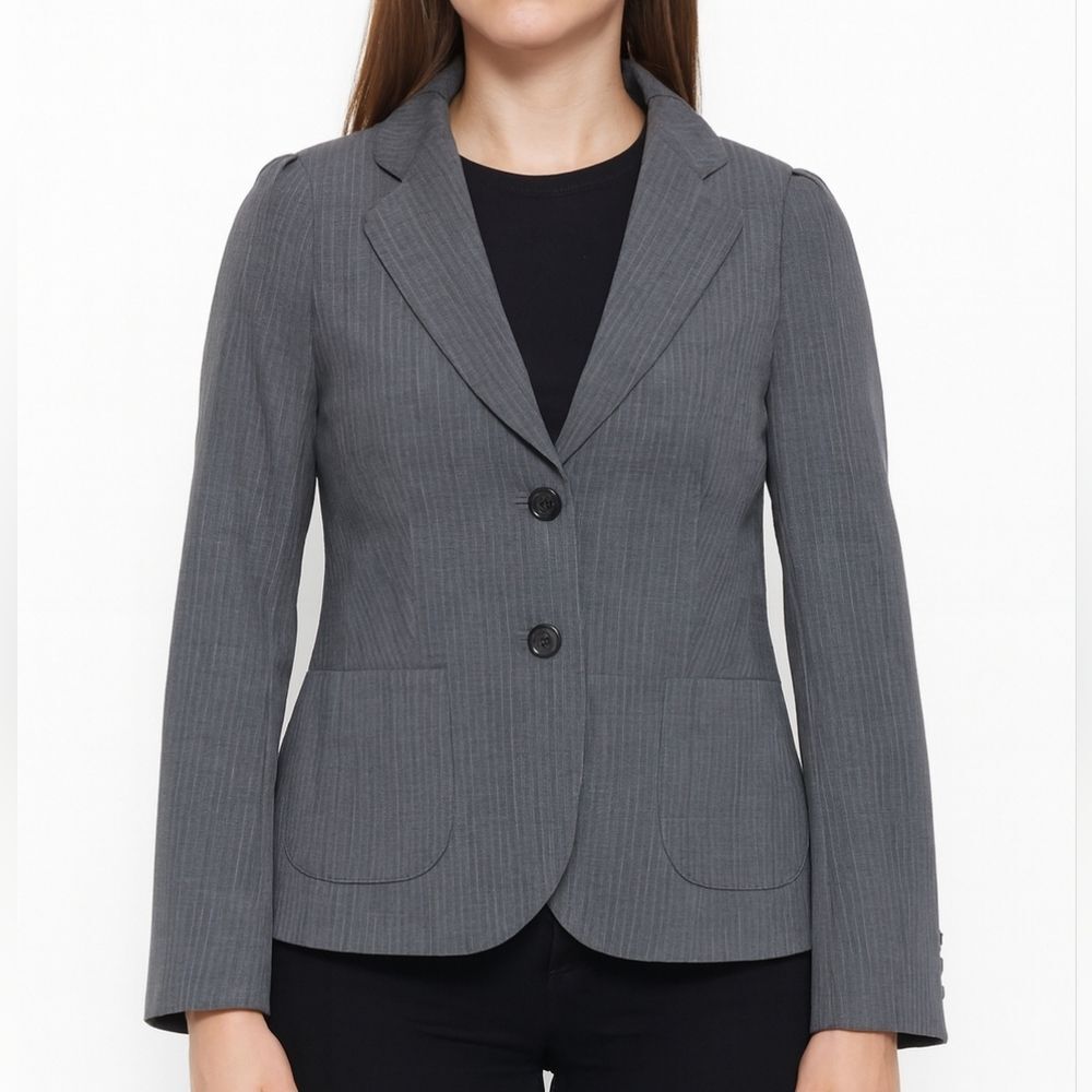 Banana Republic Womens Wool Grey 2 Button Blazer Size 4P Petite Workwear Career